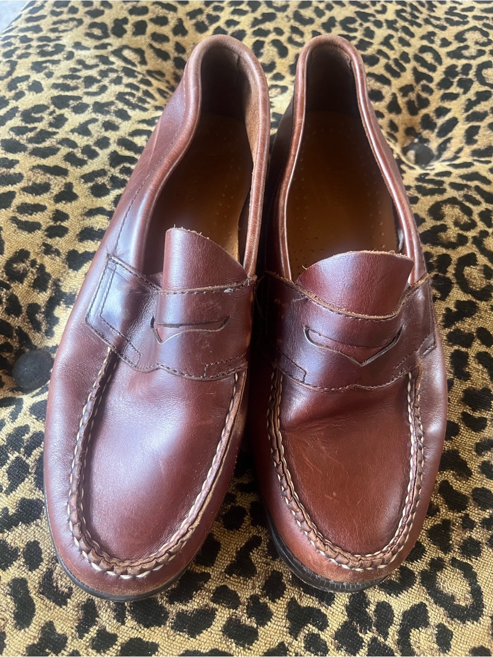Vintage WEEJUNS GH Bass Brown Leather Penny Loafer Mens SZ 7